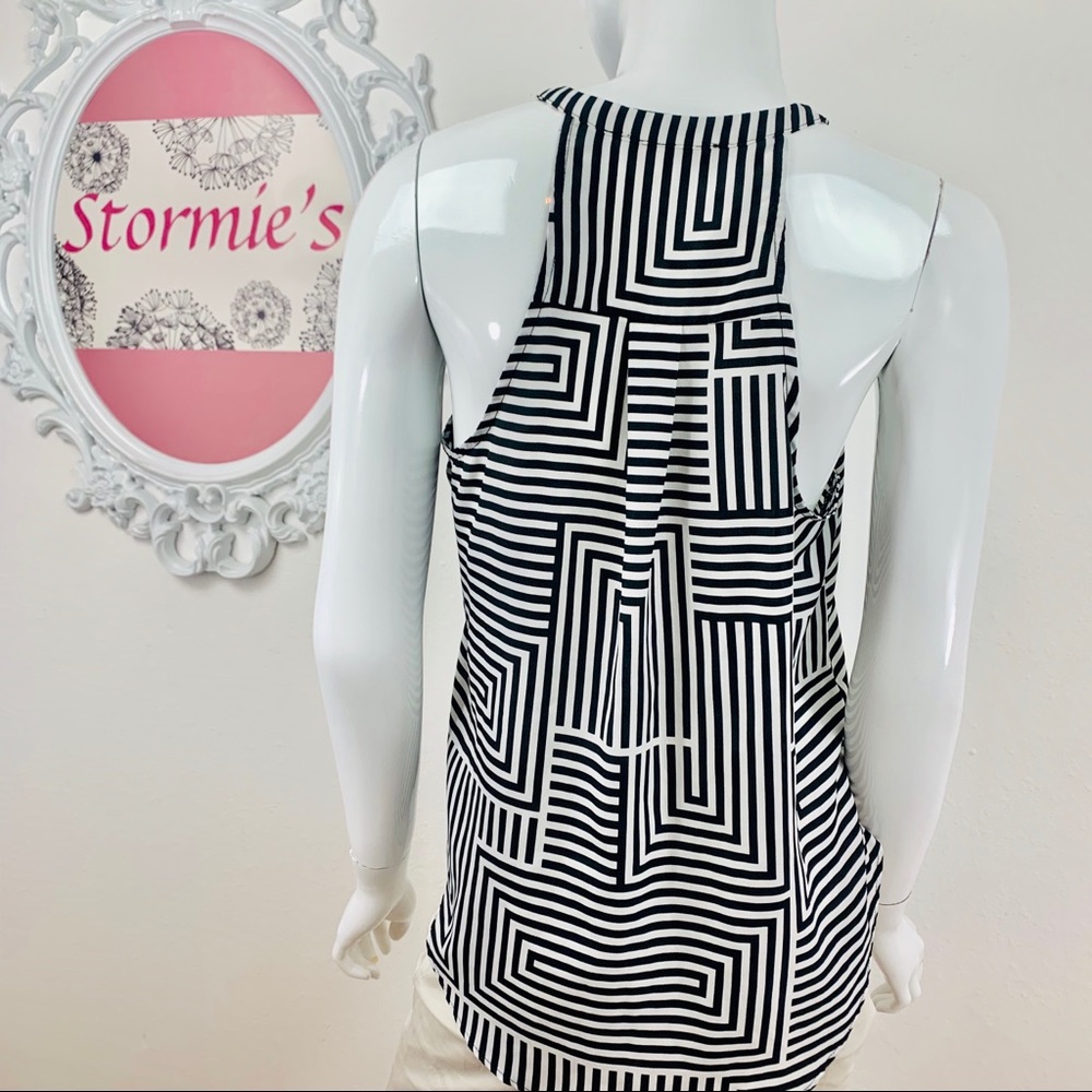 Gianni Bini / Black White Hi-Low Halter Button Up - Picture 5 of 8